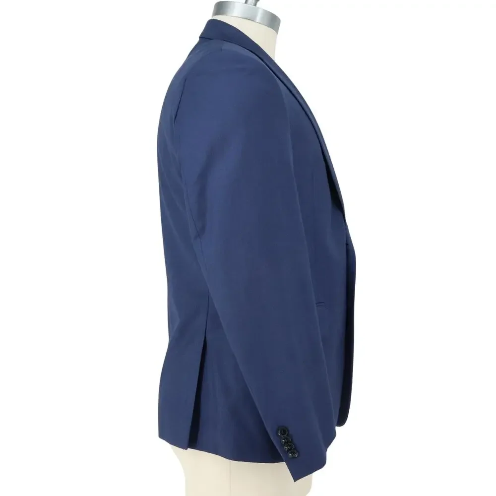 Calvin Klein Sport Coat Mens 42S Blue Wool Lined Blazer Jacket Preppy Career